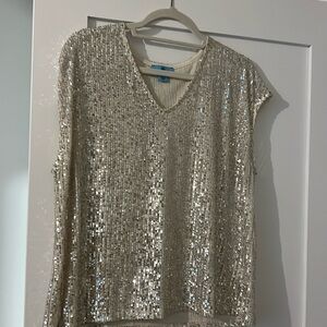 All over sequin short sleeve shirt  perfect for the holidays ..